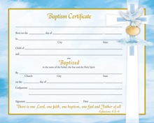 Baptism Certificate with Envelopes