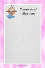 Bilingual Certificate of Baptism with Pink Border
