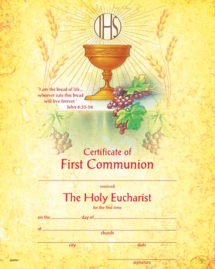 First Communion Certificate 8" x 10"