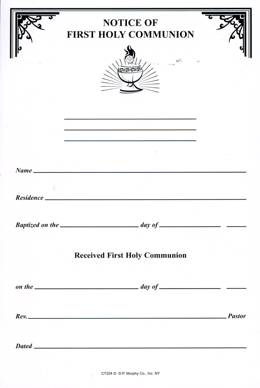 Notification of First Communion Pad