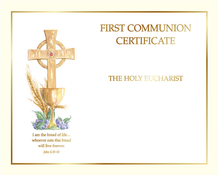 First Communion Certificate With Envelopes