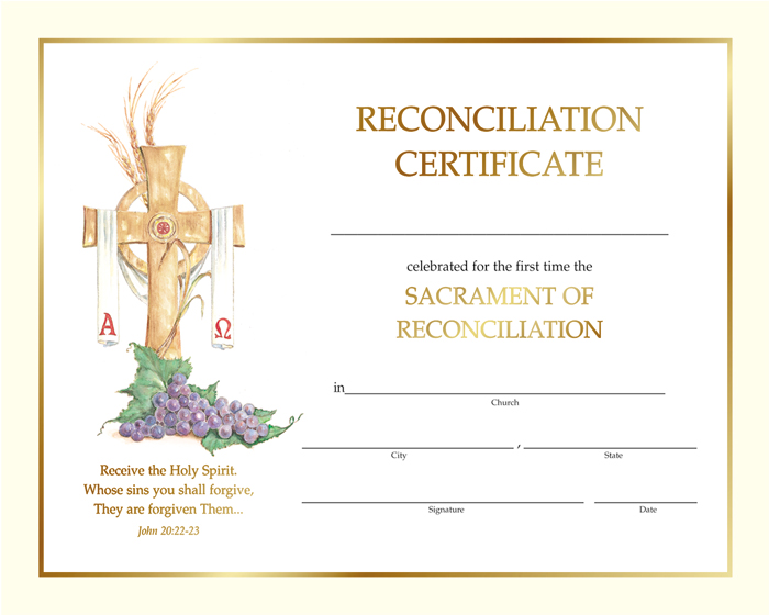 Free Printable First Reconciliation Certificates Printable Templates