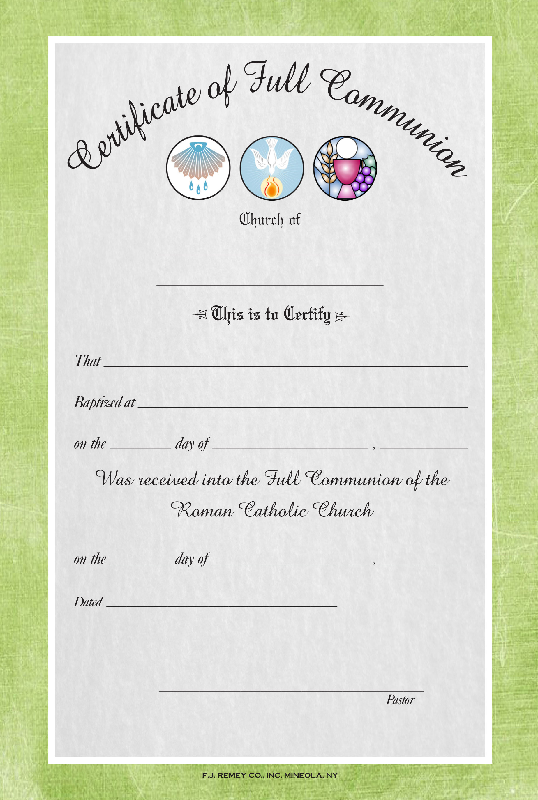 Bilingual Full Communion Certificate