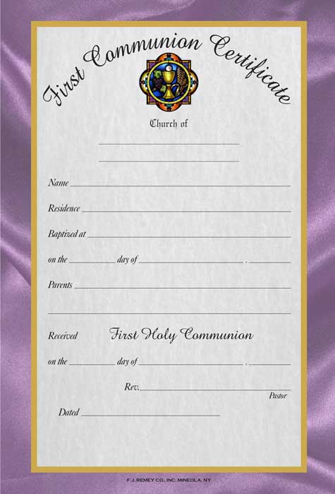 Bilingual First Communion Certificate