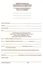 Substantiation of Charitable Contributions Pad