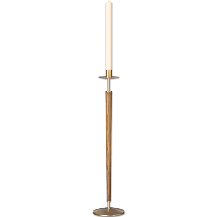 Satin Brass and Wood Processional Paschal Candlestick