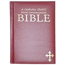 Burgundy Catholic Children's First Communion Bible