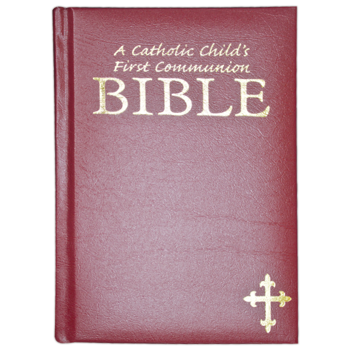 Burgundy Catholic Children's First Communion Bible