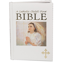 Girl White Catholic Children's First Communion Bible