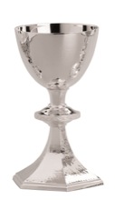 All Sterling Silver Hammer Texture Chalice with Dish Paten