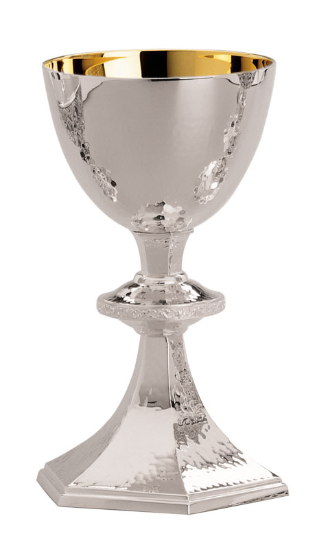 Brass Sterling Silver Exterior Gold Plate Cup Chalice with Dish Paten
