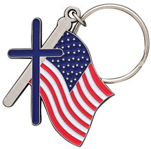 American Flag Cross Keychain