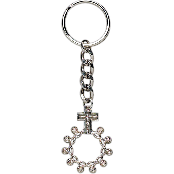 Crucifix Rosary Ring Key Chain