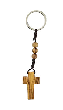 Bead & Cross Keychain