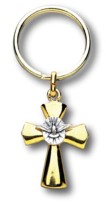 Goldtone Cross Keychain