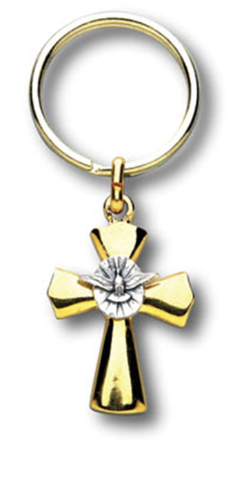 Goldtone Cross Keychain