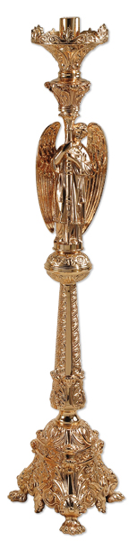 Bronze Floor Candlestick Right Facing Angel