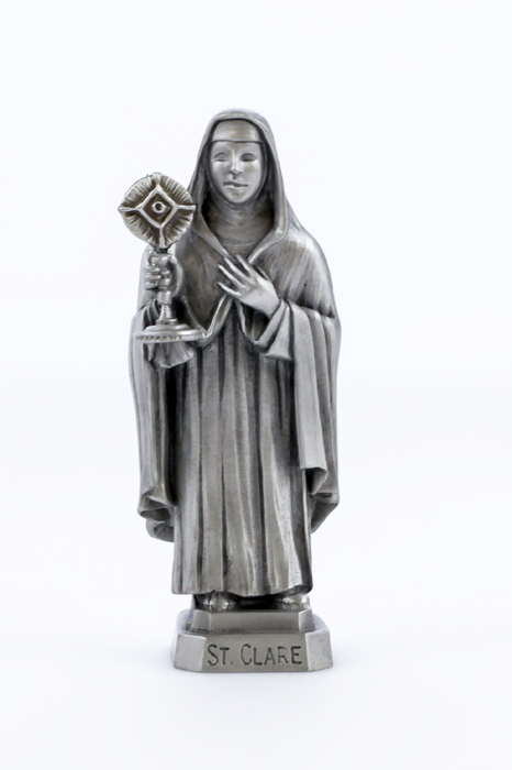 St. Clare Pewterette Statue