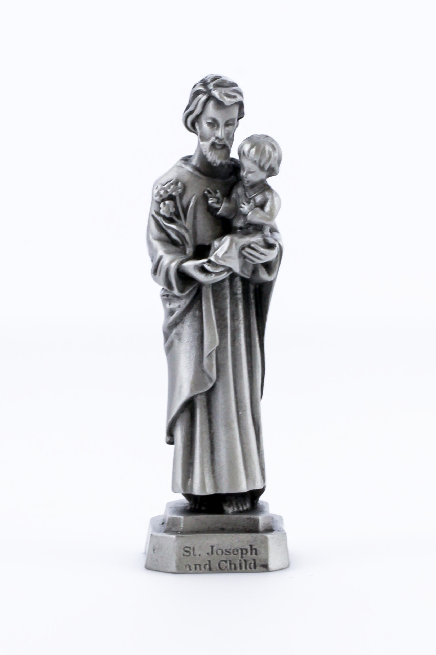 St. Joseph and Child Pewterette Statue