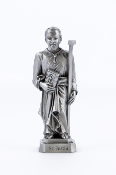St. Justin Pewterette Statue