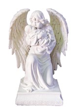 Kneeling Guardian Angel With Child Statue