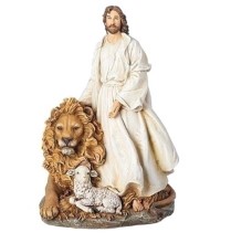 Jesus With Lion And Lamb Statue
