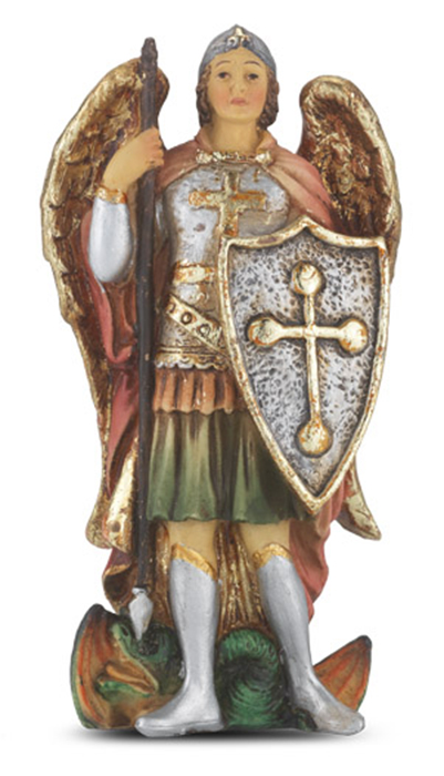 Hand Painted St. Michael (with Spear) Statue