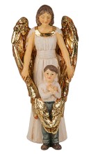 Hand Painted Guardian Angel with Boy Statue