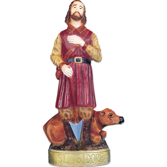 24" St. Isidore Vinyl Indoor/Outdoor Statue