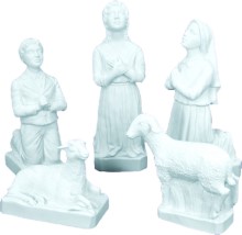 White Vinyl Children of Fatima with Sheep Statues