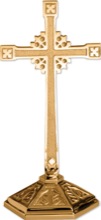 Etched Base Bronze Altar Cross