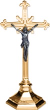 Budded Lined Bronze Altar Crucifix