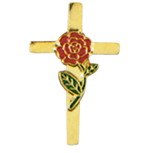 Rose and Cross Lapel Pin