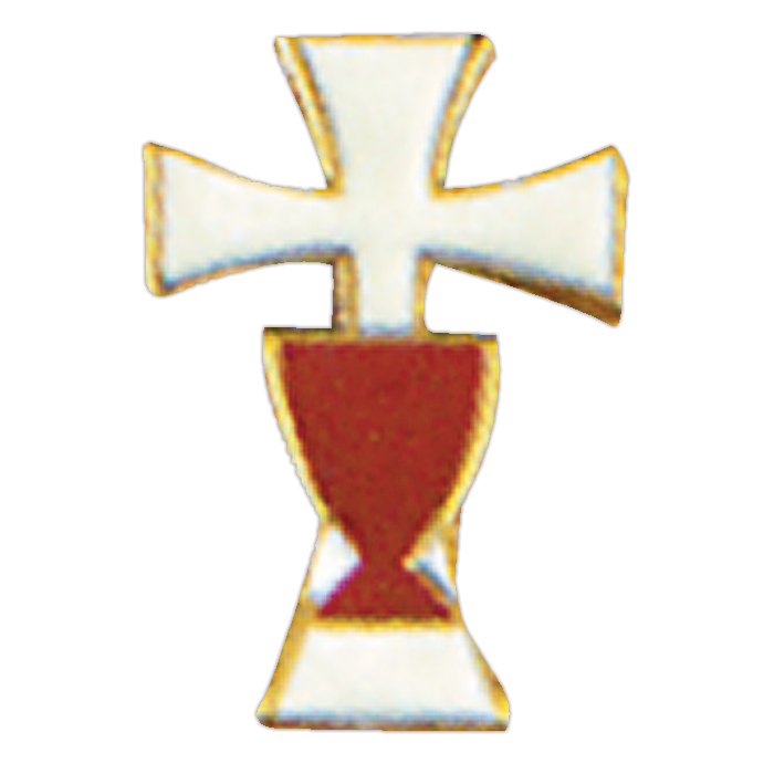 Enameled Cross with Chalice Lapel Pin