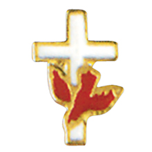 Colored Cross and Dove Lapel Pin