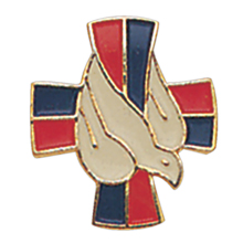 Dove and Cross Enamel Lapel Pin