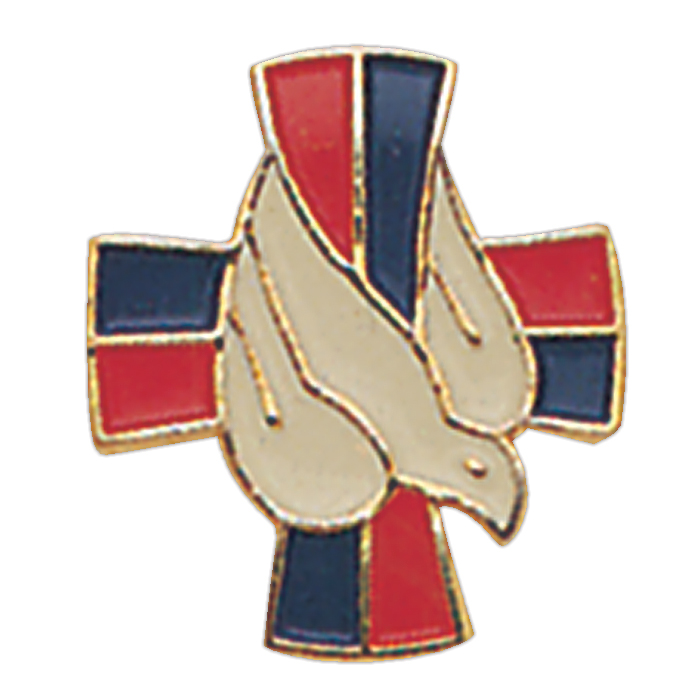 Dove and Cross Enamel Lapel Pin