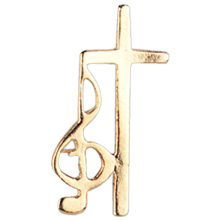 Music and Cross Lapel Pin