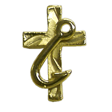 Cross and Hook Lapel Pin