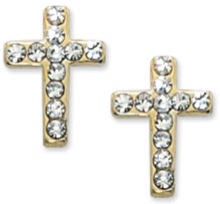 Small Crystal Cross Post Earrings