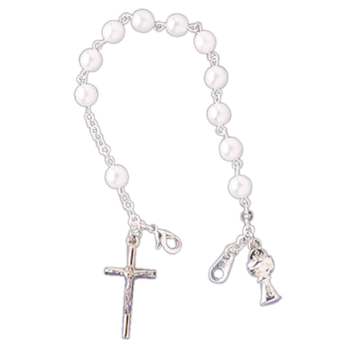 First Communion Pearl Rosary Bracelet