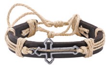 Handmade Leather Cross Bracelet