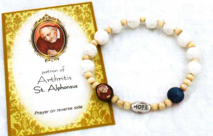 St. Alphonsus White Lava Bead Bracelet