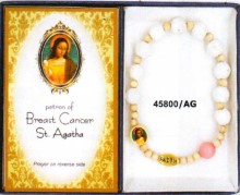 St. Agatha White Lava Bead Bracelet