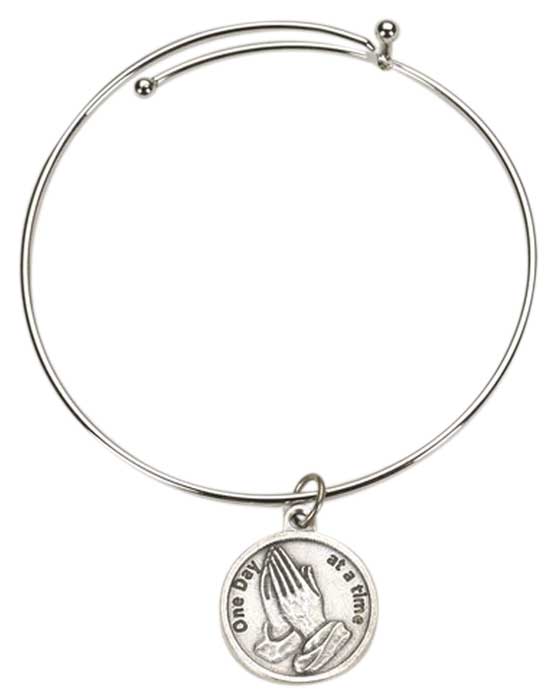 One Day at a Time Silvertone Bangle Bracelet