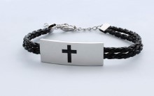 Leather Band Cross Bracelet