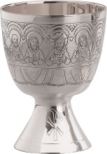Last Supper Sterling Silver Chalice With Bowl Paten