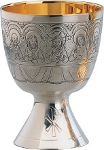 Last Supper Brass with Gold and Silver Plate Chalice