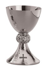All Sterling Silver Hammer Finished Chalice with Paten