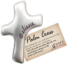 "BELIEVE" Scroll Palm Cross